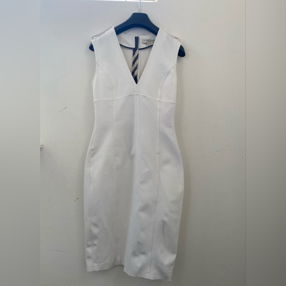 BURBERRY white viscose midi dress